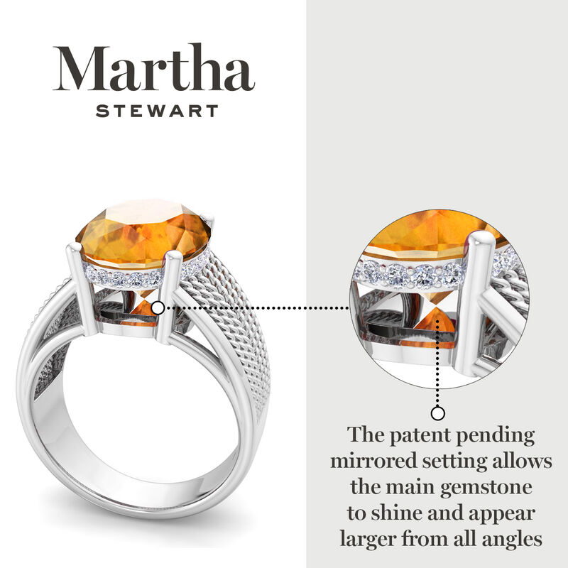 Martha Stewart 6 3/4ctw. Oval Citrine & Lab Grown Diamond Hidden Halo Ring In Sterling Silver image number null